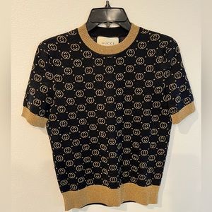 Gold lame Gucci top.